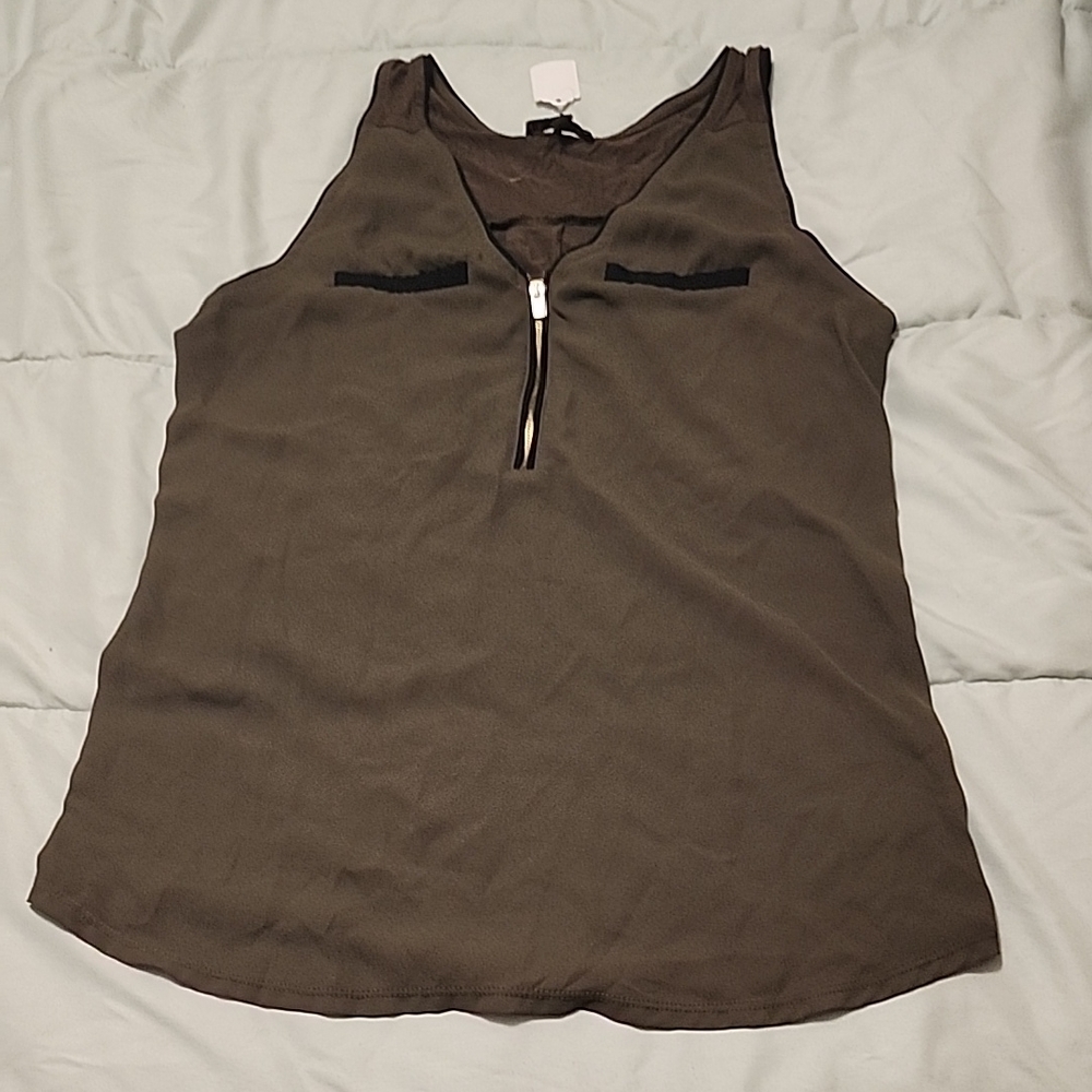 Express Brown Green Sleeveless Tank Top
